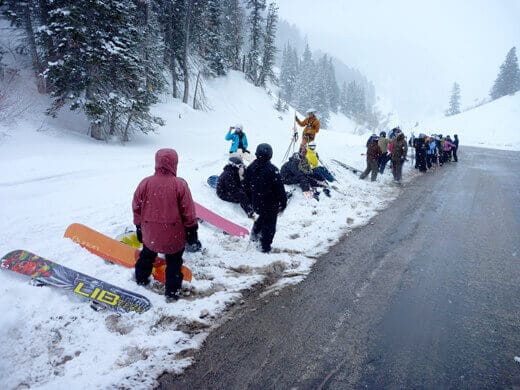 Waiting in the backcountry for the shuttle bus